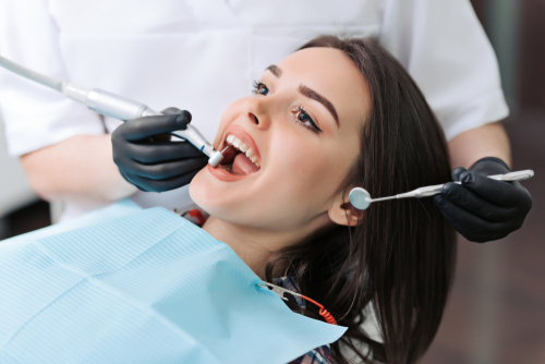 Woman in dental chair