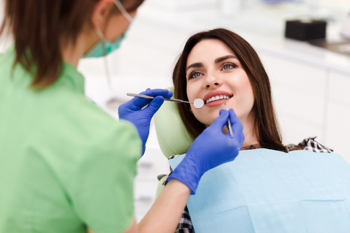 Woman in dental chair