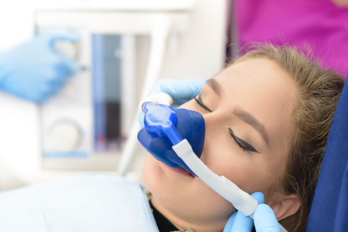 Woman in dental chair